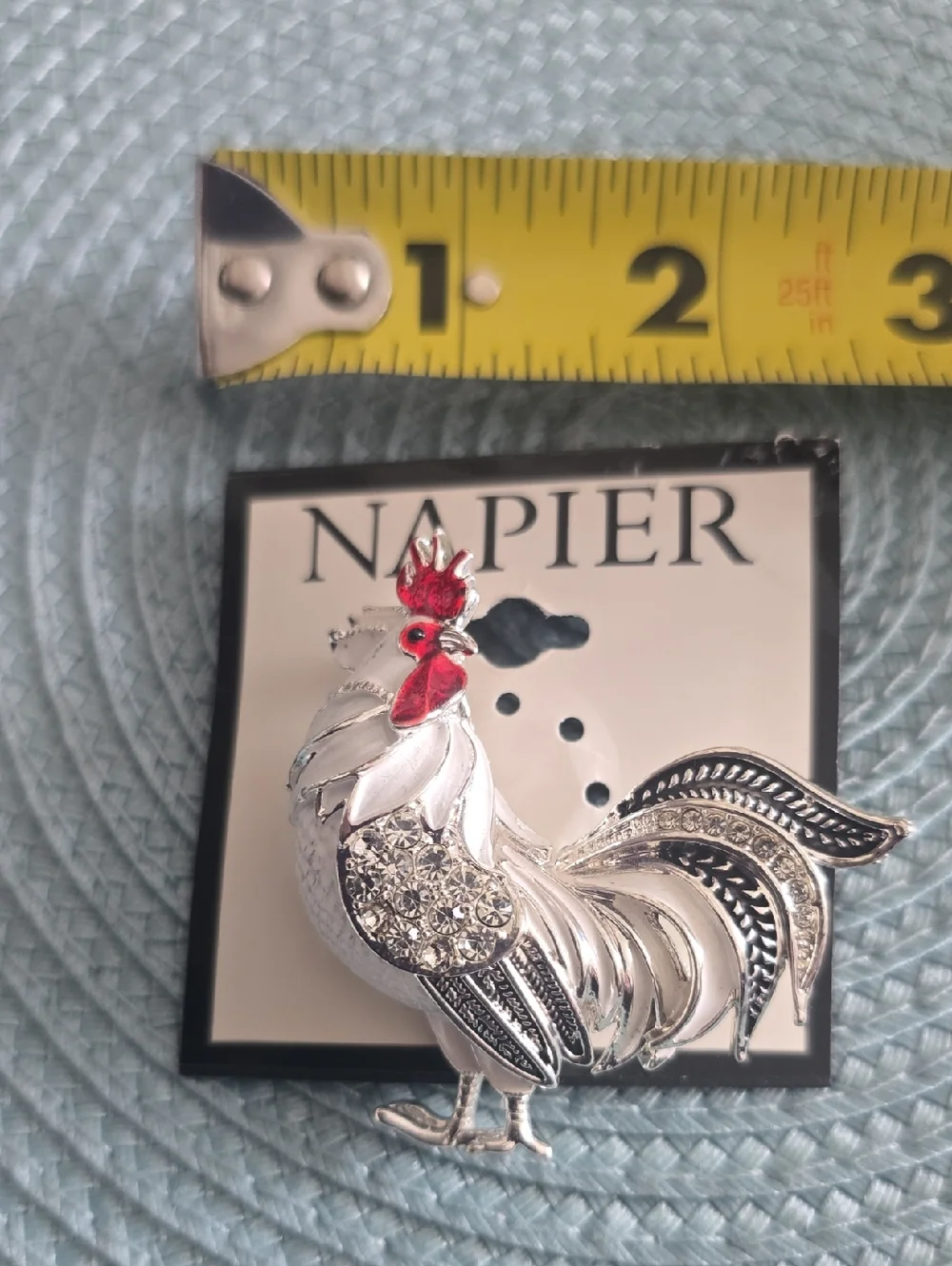 NAPIER BRAND BEAUTIFUL SILVERTONE ROOSTER FASHION JEWELRY PIN BROOCH